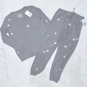 Chaser 🌟 Gray star cozy knit lounge set NEW sz Sm